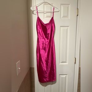 Pink, shiny, silky dress